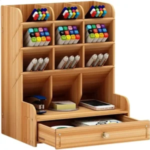 Wooden desk organiser